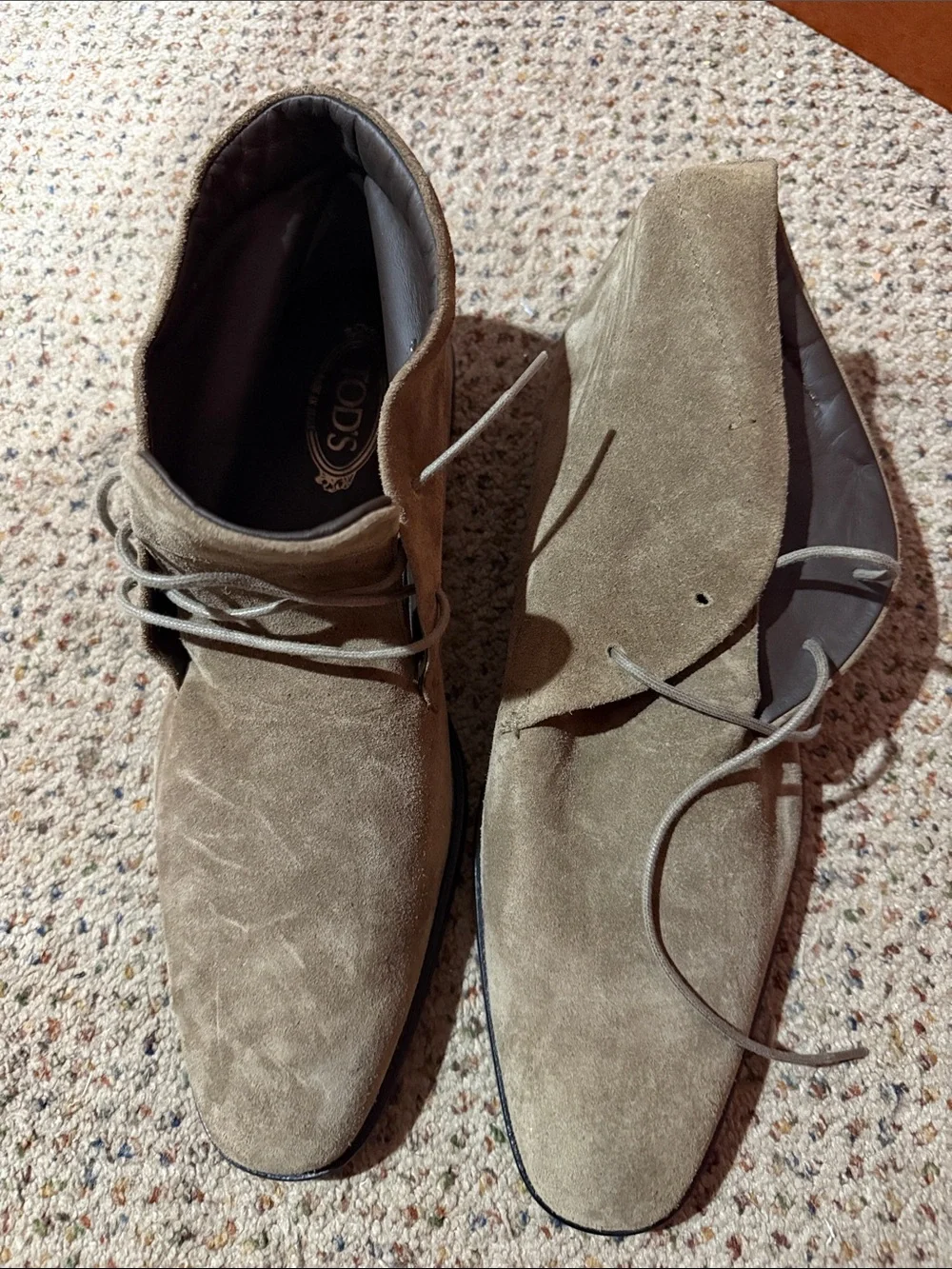 Men's Suede Lace-Up Chukka Boots in Taupe by Tod’s